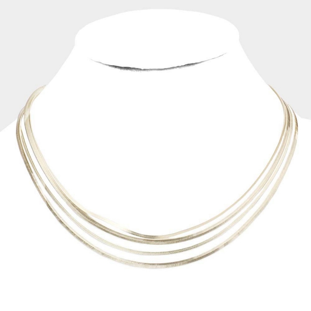 Simple 3 Piece Gold Layered Chain Necklace Womens Jewelry Metal Snake Casual